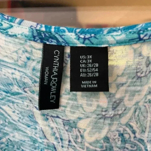 Cynthia Rowley Tee size 3x Blue scoop neck top - Picture 2 of 4